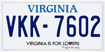 VA license plate VKK7602