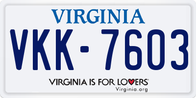 VA license plate VKK7603