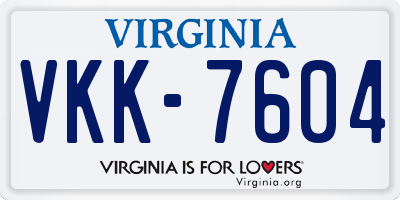 VA license plate VKK7604