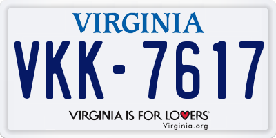 VA license plate VKK7617