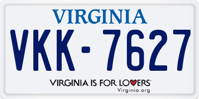 VA license plate VKK7627