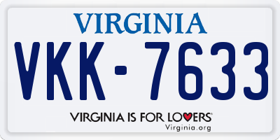 VA license plate VKK7633