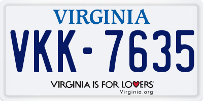 VA license plate VKK7635