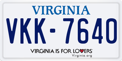 VA license plate VKK7640