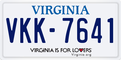 VA license plate VKK7641