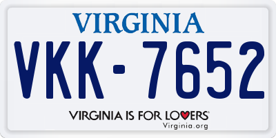 VA license plate VKK7652