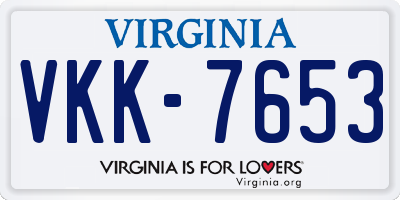 VA license plate VKK7653