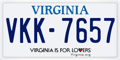 VA license plate VKK7657