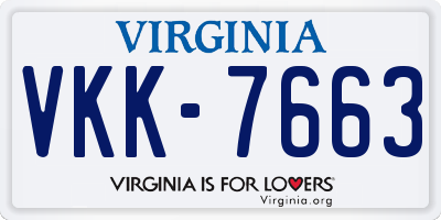 VA license plate VKK7663