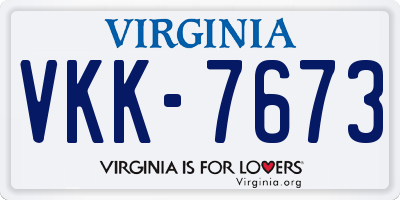 VA license plate VKK7673