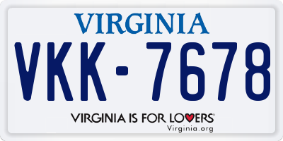 VA license plate VKK7678