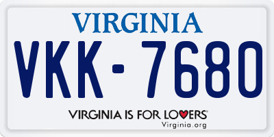 VA license plate VKK7680