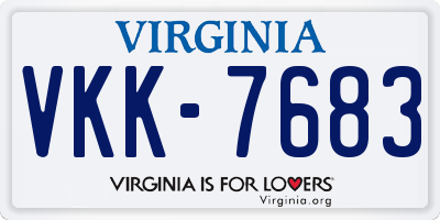 VA license plate VKK7683