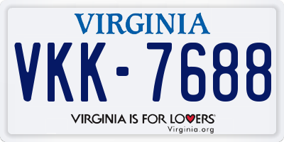 VA license plate VKK7688
