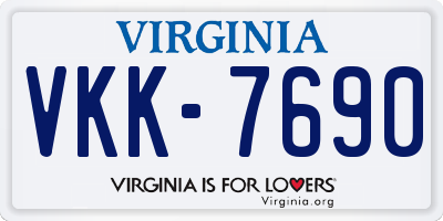 VA license plate VKK7690