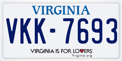 VA license plate VKK7693