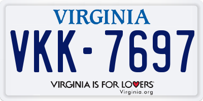 VA license plate VKK7697