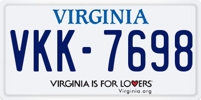 VA license plate VKK7698