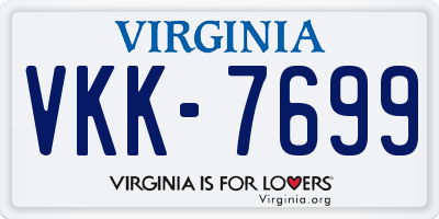 VA license plate VKK7699