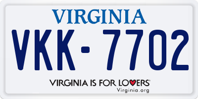VA license plate VKK7702