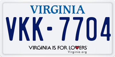 VA license plate VKK7704