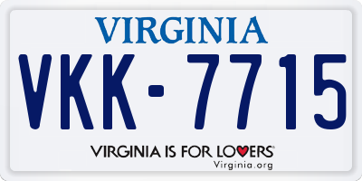 VA license plate VKK7715