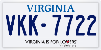 VA license plate VKK7722