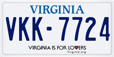 VA license plate VKK7724