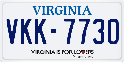 VA license plate VKK7730