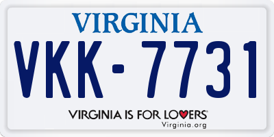 VA license plate VKK7731