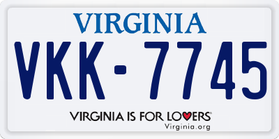 VA license plate VKK7745