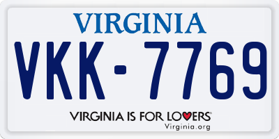 VA license plate VKK7769
