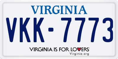 VA license plate VKK7773
