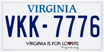 VA license plate VKK7776
