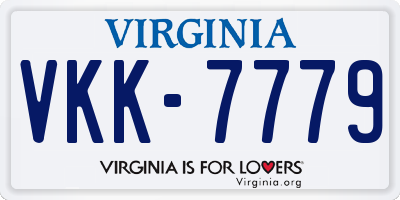 VA license plate VKK7779