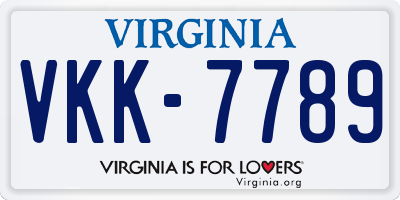 VA license plate VKK7789