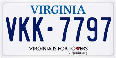VA license plate VKK7797