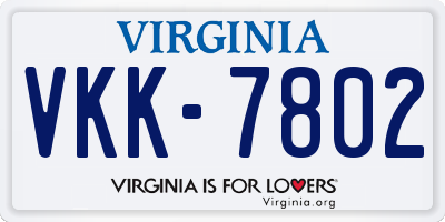 VA license plate VKK7802