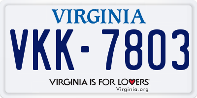 VA license plate VKK7803