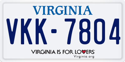 VA license plate VKK7804