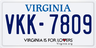 VA license plate VKK7809