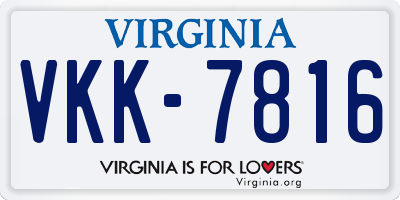 VA license plate VKK7816