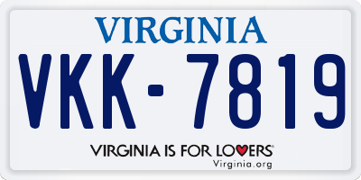 VA license plate VKK7819