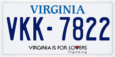 VA license plate VKK7822