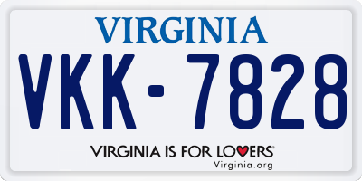 VA license plate VKK7828