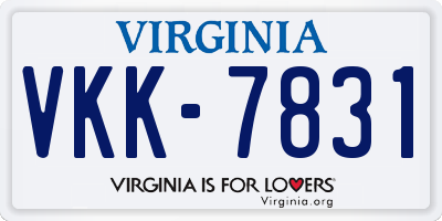 VA license plate VKK7831