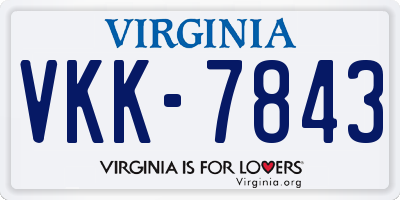 VA license plate VKK7843