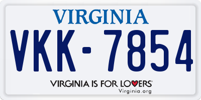 VA license plate VKK7854