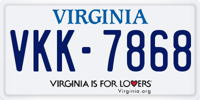 VA license plate VKK7868