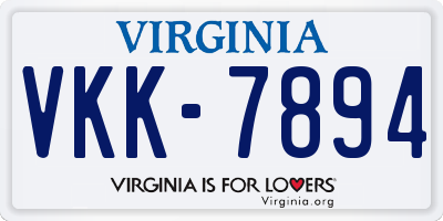 VA license plate VKK7894